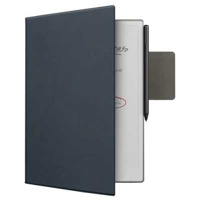 Abbildung von kwmobile Hülle kompatibel mit Remarkable Paper Pro Case Magnetischer Verschluss Cover integriertem Stifthalter Kunstleder Tasche in Dunkelblau