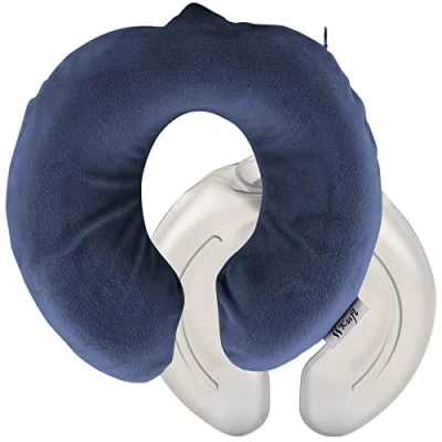 Abbildung von Kufl Nackenwärmflasche mit Fleece Bezug blau Großes Wärmekissen für Nacken, Schulter &amp; Rücken I Wärmflasche flauschigen 1,5L (Blau, 1.5L)
