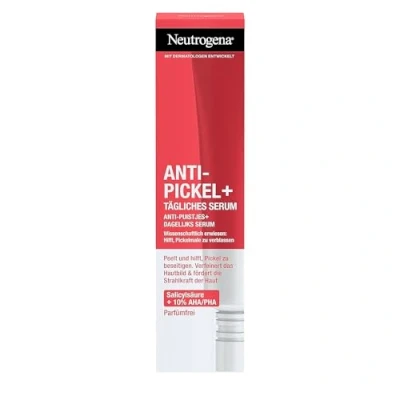 Abbildung von Neutrogena Anti Pickel+ Peeling Serum (30 ml), hautbilderneuerndes Gesichtsserum mit hautklärender Salicylsäure + AHA/PHA für unreine Haut, reduziert Pickel &amp; Pickelmale sichtbar in nur 1 Woche*