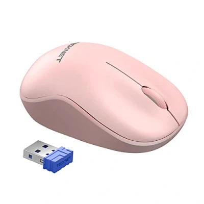 Abbildung von TECKNET Silent Kabellose Maus, 3200 DPI Wireless Optische Mouse, Für Links und Rechtshänder, 2,4 Ghz mit USB Nanoempfänger, 18 Monate Batterielaufzeit, Kompatibel PC, Mac, Laptop Rosa