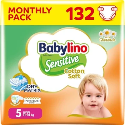 Abbildung von Babylino Sensitive Baby Windeln Größe 5, Junior (11 16Kg), 132