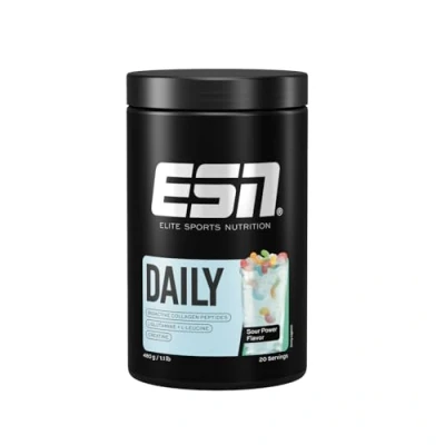 Abbildung von ESN Daily, Sour Power, 480 g, mit Glutamin, Creatin, Collagen &amp; L Leucin für deine Bänder, Gelenke, Sehnen und Knorpel, geprüfte Qualität made in Germany