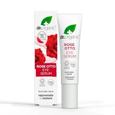 Abbildung von Dr Organic Rose Otto Augenserum, Regenerierend, Feine Linien, Für Männer, Frauen, Natürlich, Vegan, Tierversuchsfrei, Paraben &amp; SLS frei, Recycelt Recyclebar, Bio, 15ml