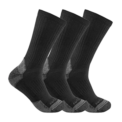 Abbildung von Carhartt Men&#039;s Midweight Cotton Blend Crew Sock 3 Pairs, Black, X Large