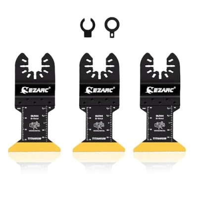 Abbildung von EZARC 3 tlg Multitool Sägeblätter Titan Oszillierende zum Schneiden von Metall, Holznägeln, Schrauben Universal Schnellwechsel Oszillierendes Zubehör Multifunktionswerkzeug