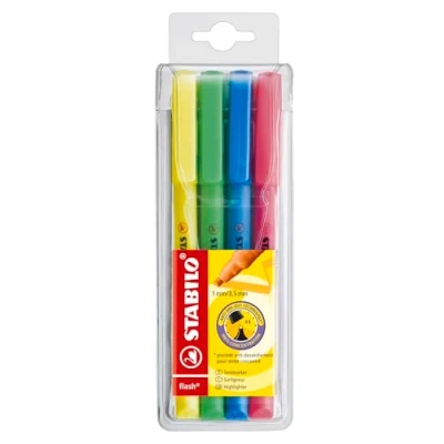 Abbildung von Textmarker STABILO flash 4er Pack gelb, grün, blau, pink