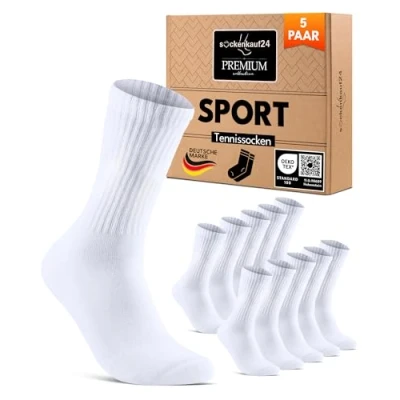 Abbildung von Sportsocken Damen Socken 35 38 Weiß Tennissocken Gepolstert Atmungsaktive Baumwolle 5 Paar Premium Crew