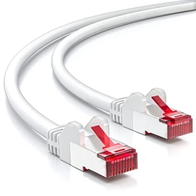 Abbildung von deleyCON 5m CAT6 Patchkabel S/FTP PIMF Schirmung CAT 6 RJ45 LAN DSL Netzwerkkabel Ethernetkabel Switch Router Modem Access Point Patchfelder Weiß