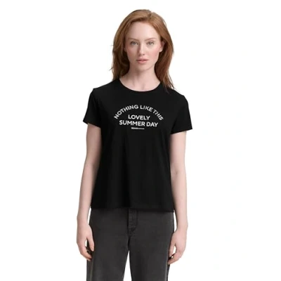 Abbildung von TOM Tailor Denim Basic Print Tshirt print, Damen, Größe: XS, Deep black
