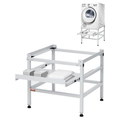 Abbildung von VEVOR Waschmaschinen Untergestell, 640x635x615mm Podest für Waschmaschine, 136kg Tragkraft, &amp; Trocknersockel mit Ablage, 4 verstellbare Füße zum Anheben von Waschmaschinen, Karbonstahl