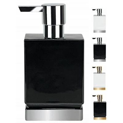 Abbildung von Spirella Seifenspender Roma Flüssigseifen Spender Porzellan 300ml Schwarz/Silber