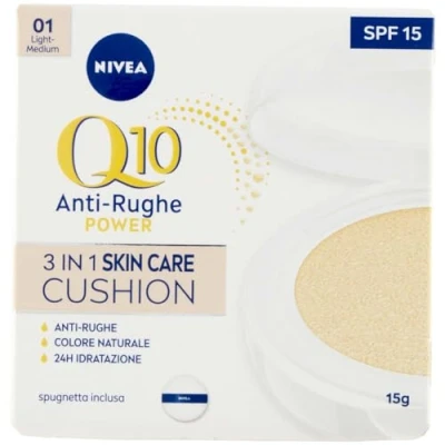 Abbildung von NIVEA Q10plus 3 in 1 Radiance BB Kissen mit LSF15, Farbton: leicht, (15 ml), Anti Aging Formel, Creme, 24 Stunden Feuchtigkeitspflege