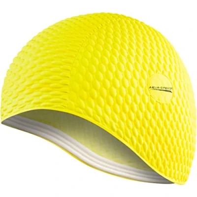 Abbildung von Aqua Speed Badekappe für Lange Haare Damen Schwimmkappe Frauen Bademütze wasserdicht gelbe Badehaube Mädchen Schwimmmütze warm Long Hair Swim Cap Latex gelb 18 Bombastic