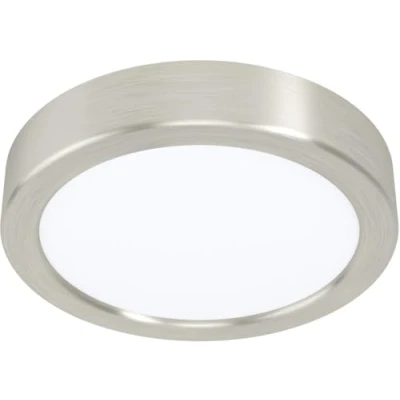 Abbildung von EGLO LED Deckenleuchte Fueva 5, Ø 16 cm, 1 flammige Aufbauleuchte aus Stahl und einer Kunststoff Leuchtfläche, Deckenlampe in Nickel Matt, Weiß, Aufbaulampe neutralweiß