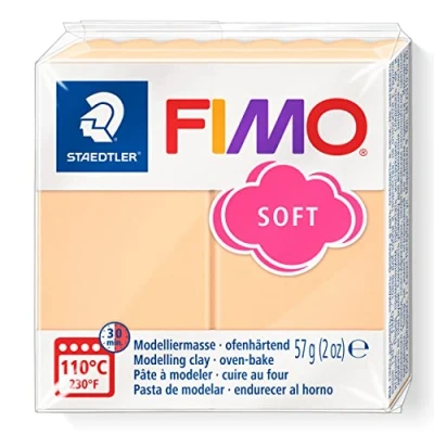 Abbildung von STAEDTLER ofenhärtende Modelliermasse FIMO soft, pfirsich, weich und geschmeidig, speziell für Einsteiger Hobbykünstler, Normalblock 57g, 8020 405