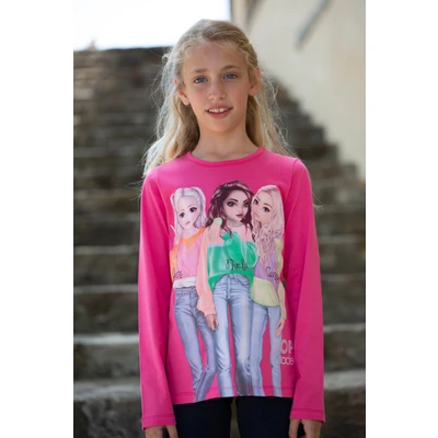 Abbildung von TOP Model Mädchen Langarmshirt mit June, Nyela &amp; Candy 75062 pink, Größe 140, 10 Jahre