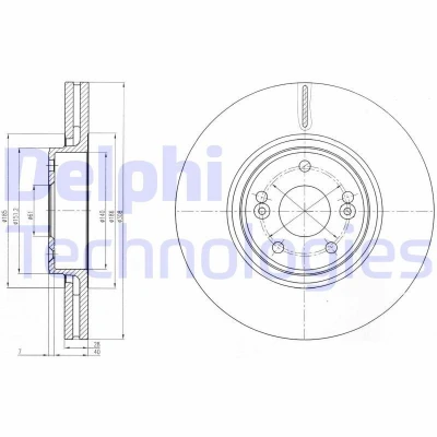 Abbildung von DELPHI BG4167 Bremsscheibe 308 28 5 Belüftet geölt unbehandelt ohne Radlager, ABS Sensorring RENAULT: LAGUNA 2 Grandtour,