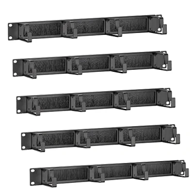 Abbildung von kwmobile 5X 19 Zoll Rack Kabelmanager mit 4 Metallringen und Bürsten Kabelöffnung Serverschrank Netzwerkschrank Kabelmanagement Kabelführung