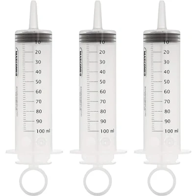 Abbildung von MedixX 3 Stück 100ml Spritzen Set für Hobby und Heimwerk. Auch als Futterspritze oder Ölspritze. sind einzeln steril verpackt (3 x Spritze)