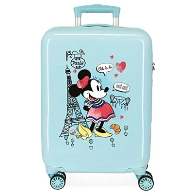 Abbildung von Disney Minnie Around The World Kabinentasche, Türkis, 38 x 55 20 cm, starr, ABS, seitlicher Zahlenkombinationsverschluss 34 2 kg, 4 Doppelrollen, Handgepäck.
