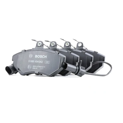 Abbildung von BOSCH 0 986 494 042 Bremsbelagsatz Low Metallic mit integriertem Verschleißsensor Anti Quietsch Blech, Schrauben Zubehör AUDI: A4 B6 Avant