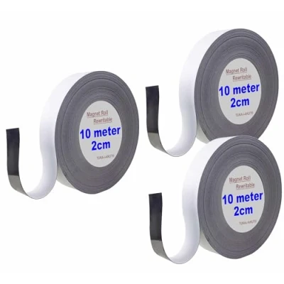 Abbildung von TUKA 30m x 20mm 1mm Magnetband Wiederbeschreibbar, Kennzeichnungsband für Lagerkennzeichen, Whiteboard, Kühlschrank, Magnettafeln usw. Beschreibbar Abwichbar Zuschneidbar, 3x10m Weiß TKD9046
