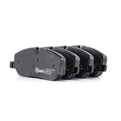 Abbildung von BREMBO P 44 014 Bremsbelagsatz für Verschleißwarnanzeiger vorbereitet mit Bremssattelschrauben, Anti Quietsch Blech Zubehör