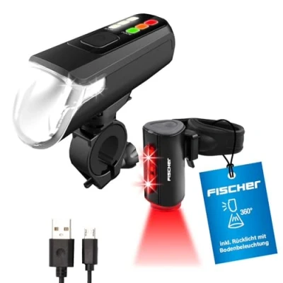 Abbildung von FISCHER USB Beleuchtungs Set Bodenleuchte für mehr Sichtbarkeit und Schutz Frontlicht 60 Lux
