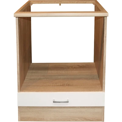 Abbildung von ANDY Moderner Herdumbauschrank Küche in Eiche Sonoma Optik, Weiß matt Geräumiger Küchenschrank mit viel Stauraum 60 x 90 cm (B/H/T)
