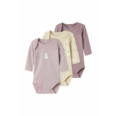Abbildung von Name it baby Damen Nbfbody 3P Ls Summr Rabbit Noos, Summer Sand, Numeric_62 (3er Pack)