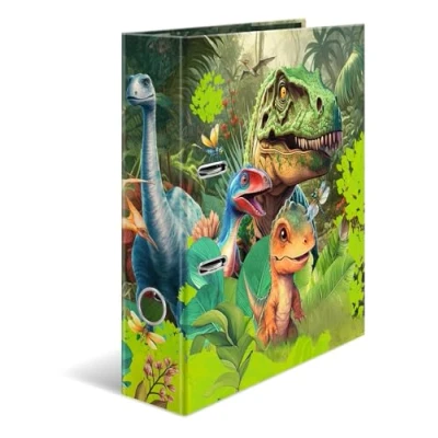 Abbildung von HERMA Ordner A4 Dinosaurier Set, 5 Stück, 7 cm breit, Kinder Ringordner mit Tier Motiv, bunter Aktenordner Innendruck für Jungen und Mädchen