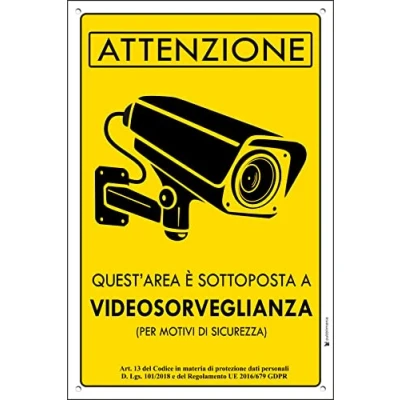 Abbildung von AREA VIDEOSORVEGLIATA Aluminiumschild 3 mm dick Überwachungskamera (Nr. 1 20 x 30 cm)