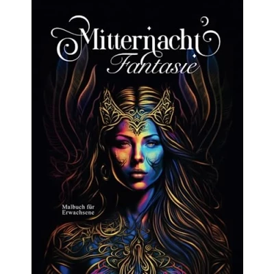 Abbildung von Mitternacht Fantasie Malbuch für Erwachsene: 50 Motive auf schwarzem Hintergrund von Feen, Elfen und anderen Fabelwesen