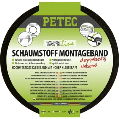 Abbildung von PETEC 87200 Klebeband 19 30C +120C schwarz 10 doppelseitig
