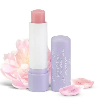 Abbildung von Jean &amp; Len Intensiv pflegender Lip Balm, für geschmeidig weiche Lippen, bewahrt die Lippen vor dem Austrocknen, mit Rosenblütenwachs Bio Arganöl, Lippenpflege, ohne Mineralöl, vegan, 4,7 g