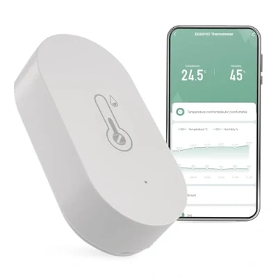 Abbildung von EMOS GoSmart Smart Home Thermometer mit App Innentemperaturbereich 20C bis +60C einstellbare Temperatureinheit C/F Inkl. Batterie Google und Alexa kompatibel weiß
