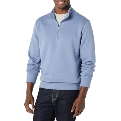 Abbildung von Amazon Essentials Herren Fleece Sweatshirt mit Langen Ärmeln und Viertel Reißverschluss, Blau, S