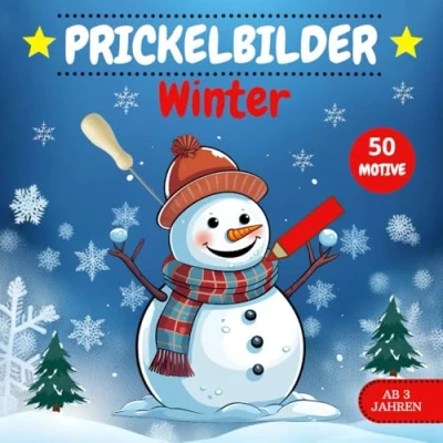 Abbildung von Prickelbilder Winter: Das große Bastelbuch für Kinder ab 3 Jahren Prickelblock Jungen und Mädchen mit 50 Prickelvorlagen zum Ausmalen, Prickeln, Basteln Ausschneiden