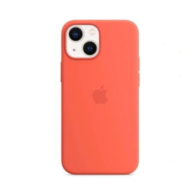 Abbildung von Apple iPhone 13 Mini Hülle MagSafe Silikon Original Soft Case/Backcover Handyhülle Orange