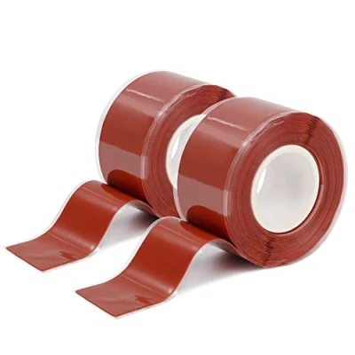 Abbildung von Selbstverschweißendes Silikonband Wasserdicht Silikon Tape Reparaturband Selbstklebendes Abdichtband Ideal für Schlauchreparatur, Kabelreparatur, Rohrreparatur 2 Rollen 3 Meter/Rollen (Rot)