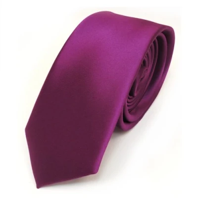 Abbildung von TigerTie Herren Krawatte 6 cm schmale Satin Tie in lila magenta fuchsia einfarbig uni Business, festliche Veranstaltungen und Freizeit