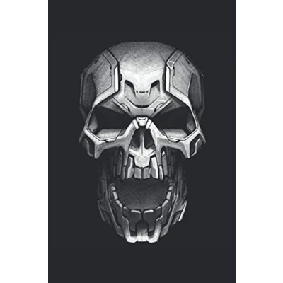Abbildung von Totenkopf Maschine: Notizbuch Format: A5 (6x9 Zoll) 110 Seiten Liniert Mit Seitenzahlen Tagebuch Notizheft Hausaufgabenheft Original FD DESIGN