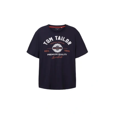 Abbildung von TOM TAILOR Herren Plussize T Shirt mit Logo Print aus Baumwolle, sky captain blue, 3XL