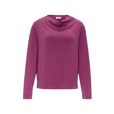 Abbildung von s.Oliver Black Label MET Watervalkraag Sweatshirt, Damen, Größe: 34, Fuchsia