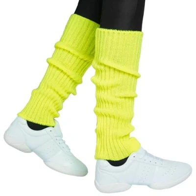 Abbildung von Hatstar Sexy Damen Bein Stulpen Neon Strümpfe für 80er Jahre 80s Motto Party Kostüm Accessoires Fasching Karneval Tanzen Aerobic (neon gelb)