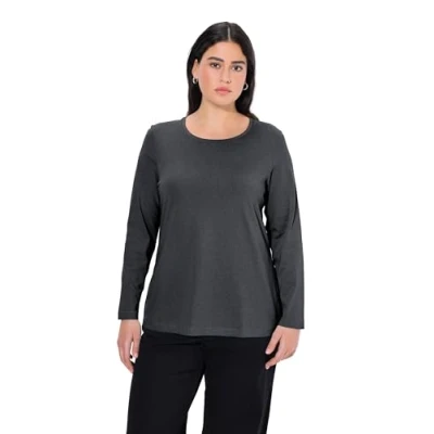 Abbildung von Ulla Popken Damen Langarm shirt, Anthrazit Melange, 54 56 EU