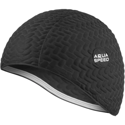 Abbildung von Aqua Speed Badekappe Lange Haare Women Swimming Cap for Long Hair Schwarze Bademütze wasserdicht Schwimmkappe Latex Badehaube Schwimmen Schwimmmütze Schwarz Bombastic Tic Tac