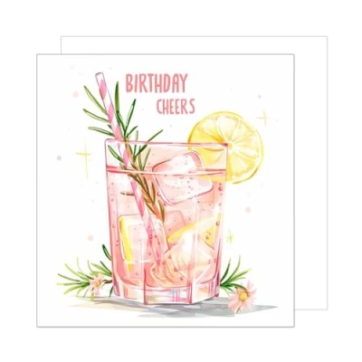 Abbildung von Edition Seidel Premium quadratische Geburtstagskarte mit Umschlag. Glückwunschkarte Birthday Cheers Billet Karte für Mann Frau Freundin Kollegin Cocktail Drink rosa (GQ242 SW024)