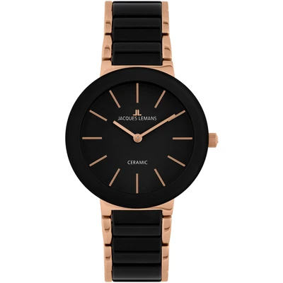 Abbildung von Jacques Lemans Keramikuhr "Monaco" Armbanduhr, Herrenuhr, Damenuhr, bis 10 bar wasserdicht, analog