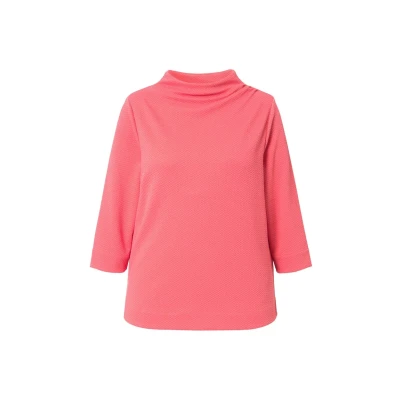 Abbildung von Ulla Popken Draped Textured Sweatshirt, Damen, Größe: 42/44, Dark coral